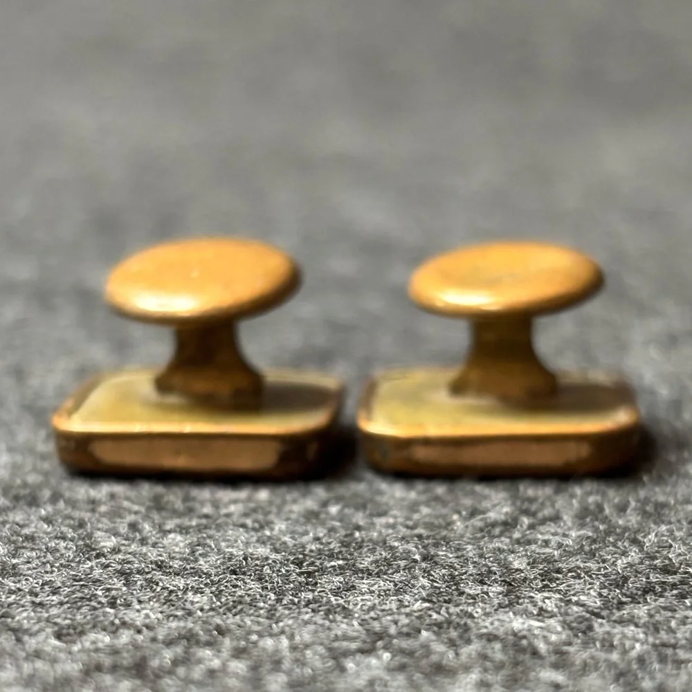Vintage Gold and Bronze Cufflinks with Mother of Pearl Inlay